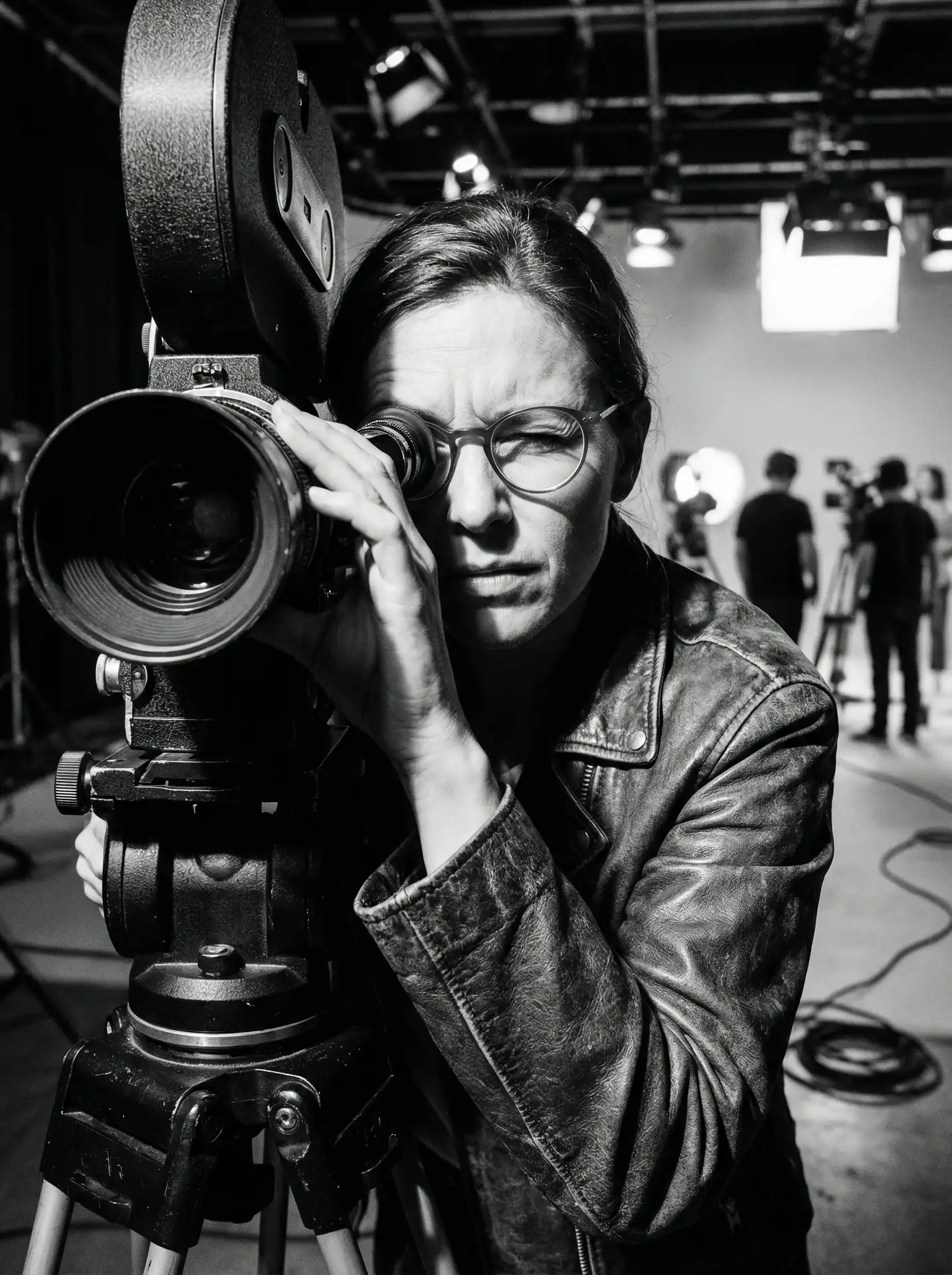 水果派 签约导演林夕瞳黑白肖像，透过摄影机取景器凝视